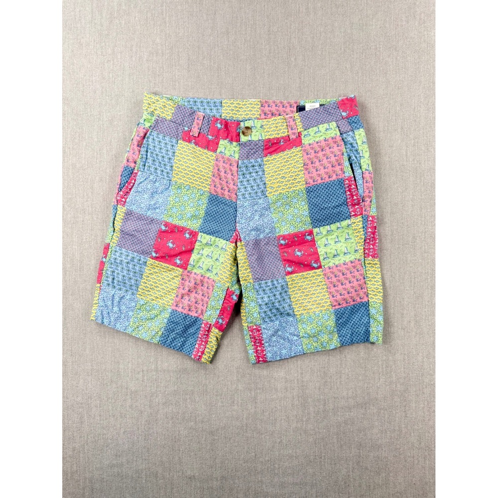 Vineyard Vines Mens Breaker Shorts Patchwork Nautical Whale Mermaid Print Sz 30